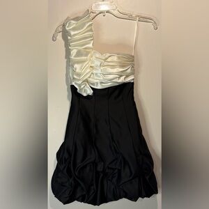 Jessica McClintock for Gunne Sax One Shoulder Dress Bubble Hem Ruffle Mini- 1/2